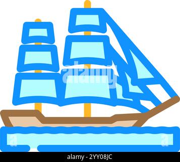 Karavel altes Schiff Farbe Symbol Vektor Illustration Stock Vektor