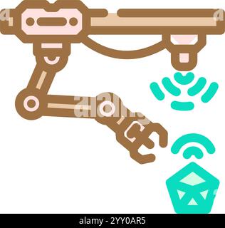 Cyber Physical Systems Industrie 4 Farben Symbol Vektor Illustration Stock Vektor