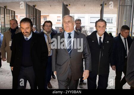 Mailand, Italien. Dezember 2024. Nella foto da sinistra verso destra Francesco Billari Rettore Bocconi, Antonio Tajani Vicepresidente del Consiglio dei ministri della Repubblica italiana, Attilio Fontana Presidente Regione LombardiaMilano - Italia - Cronaca Mercoled&#xec;, 18 Dicembre, 2024 (Foto di Marco Ottico/resse) die Generalberichterie von Marco Altico, Lapresse, 18. Dezember 2024 Stockfoto