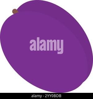 Farbenfrohe Pflaumenfrucht aus Stein in trendigem Lila. Icon Aufkleber Piktogramm minimalistische Designidee. Isolierte Vektor-Illustration Thematische Karten, gesunde Essensbroschüren, Poster oder Web-Werbebanner Stock Vektor