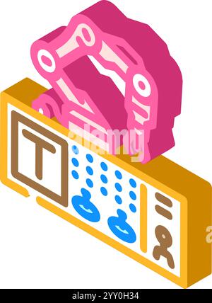 Isometrische Symbolvektorgrafik des Bedienfelds der erweiterten Robotik Stock Vektor