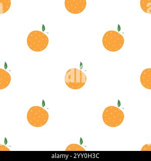 Nahtloses orangefarbenes Muster. Farbiger orangefarbener Hintergrund mit Früchten Stock Vektor