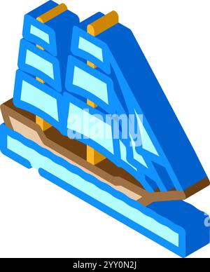 Karavel altes Schiff isometrische Icon Vektor Illustration Stock Vektor