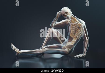 Menschliches Skelett. Röntgenaufnahme der menschlichen Skelett-Anatomie. 3D-Rendering Stockfoto