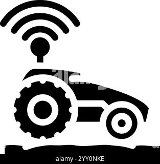 Smart Tractor Agri Tech Glyph Symbol Vektor Illustration Stock Vektor