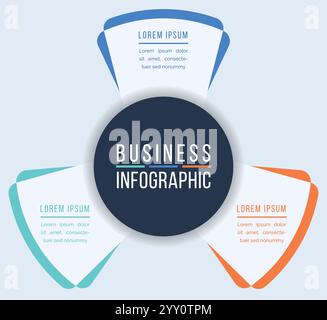 3 Optionen Infografik Design 3 Schritte, Objekte, Elemente oder Optionen Geschäftsinformationsvorlage Stock Vektor