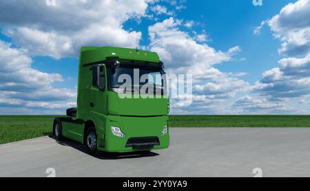 Umweltfreundlicher Lkw mit sauberer, kohlenstoffneutraler Energie. Stockfoto