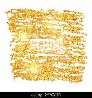 Goldene Farbe glitzernde Kulisse auf weißem Hintergrund. Hintergrund mit goldenen Funkeln und Glitzereffekt. Leerer Platz für Ihren Text. Vektorillustrat Stock Vektor