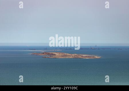 Wunderschöne geheimnisvolle Insel Nargin im Kaspischen Meer. Baku. Aserbaidschan. Stockfoto