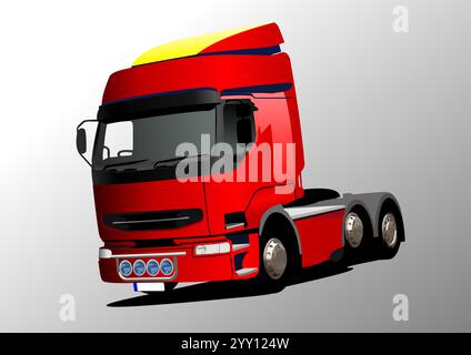 Vektor 3D-Illustration eines roten Lkw auf der Straße Stock Vektor