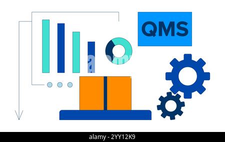 Qualitätsmanagementsystem mit Datenvisualisierung 2D-Illustrationskonzept Stock Vektor