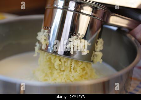Schwäbische Küche, Zubereitung Petersilienwurzel Kartoffelpüree, Kartoffelpüree, mit Schweinernieren, sauren Nieren, Großmutters Kochen, regional, zu Hause Stockfoto