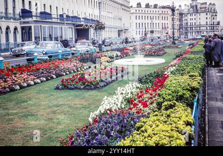 Blumen auf der Promenade am Meer, Eastbourne, East Sussex, England, Großbritannien April 1960 Stockfoto