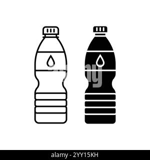 Plastikflasche schwarz-weiß Icon Vektor Design Illustration Set Stock Vektor