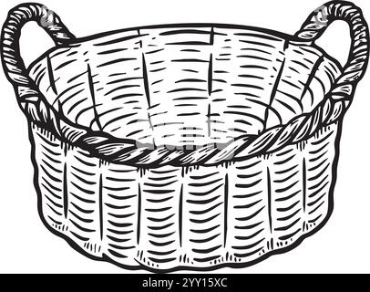 Gesponnene Korblinie isoliert auf weißem Hintergrund. Stock Vektor