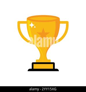 Siegertrophäe. Der goldene Trophäenvektor ist ein Symbol für den Sieg bei einem Sportereignis. Stock Vektor