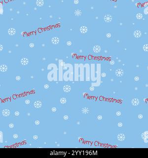 Frohe Weihnachten Text und Schneeflocken Muster Stock Vektor