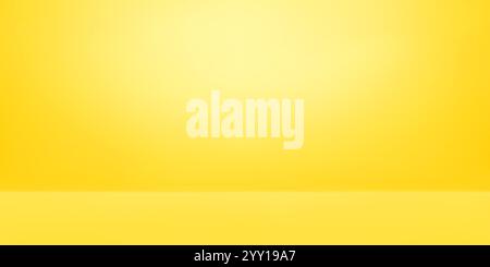 Leerer gelber Studiohintergrund mit sanftem Farbverlauf. Stock Vektor