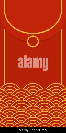 Chinesischer roter Umschlag, Konzept chinesischer Kultur und Traditionen, isoliert auf weißem Hintergrund Stock Vektor