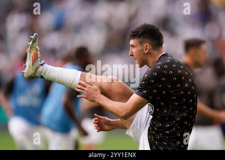 Torino, Italien. September 2024. Juventus’ Andrea Cambiaso während des Fußballspiels der Serie A zwischen Juventus FC und SSC Napoli im Juventus-Stadion in Turin, Nordwesten Italiens - 21. September 2024. Sport - Fußball (Foto: Fabio Ferrari/LaPresse) Credit: LaPresse/Alamy Live News Stockfoto