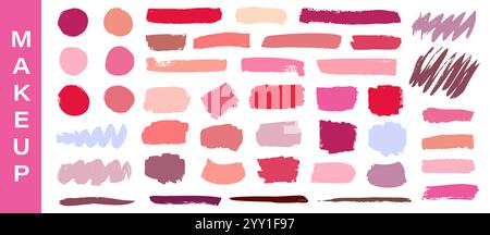 Farbpalette Lippenstift Pinsel Spritzer Set Make Up Stock Vektor