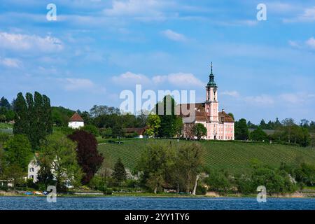 Malerischer Blick auf die Wallfahrtskirche Birnau, Baden-Württemberg, Deutschland. Stockfoto