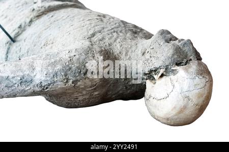 Opfer der Eruption des Vesuvs in Pompeji. PNG-Bild transparenter Hintergrund. Opfer der Eruption in pompeji Stockfoto