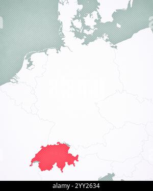 Die Schweiz auf der Karte von Deutschland mit weich gestreiftem Vintage-Hintergrund. Stockfoto