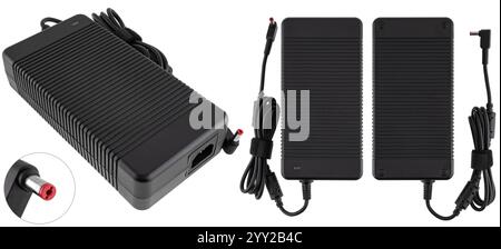 Universeller Laptop-Adapter, isoliert dargestellt. Stockfoto