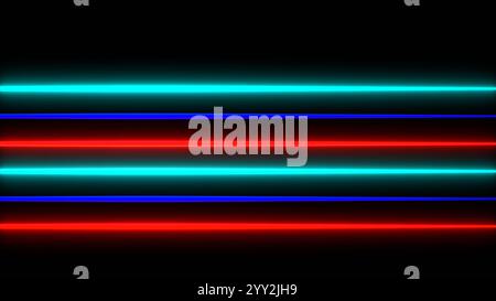 Abstrakter Hintergrund mit bunten Linien. Rot-blaues Cyan auf Schwarz Stockfoto