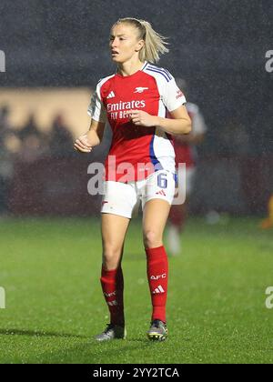 Borehamwood, Vereinigtes Königreich. Dezember 2024. Leah Williamson von Arsenal beim Spiel der UEFA Women's Champions League zwischen Arsenal und Bayern München im Meadow Park. Quelle: Jay Patel/Alamy Live News Stockfoto