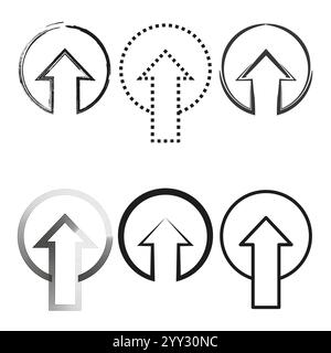 Richtungspfeil gesetzt. Grafische Pfeilsymbole. Verschiedene Vektorpfeile. Stilvolle Navigationsformen. Stock Vektor