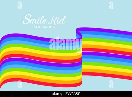 Weiche Wolken mit Text und Regenbogenband für Vorlage Banner Design für Kinderkonzepte Vektorillustration Stock Vektor