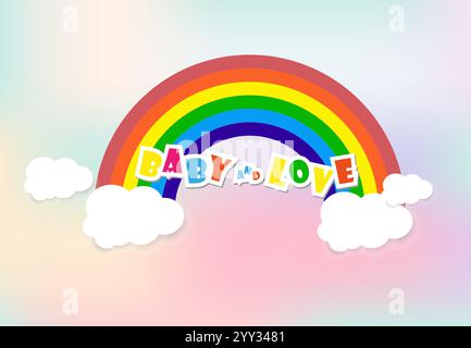 Regenbogenmuster Design, abstrakter Regenbogenbuchstabe für Kinder, Liebe, Familie und Schule Konzept Vektor Illustration Design Stock Vektor