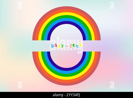 Regenbogenkreis mit Platz für Text, Kinder und Familie Liebe Konzept Bannerdesign auf pastellfarbenem Hintergrund, Vektor-Illustration Stock Vektor