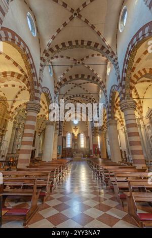 VICENZA, ITALIEN - 5. NOVEMBER 2023: Das Kirchenschiff Chiesa di Santa Maria dei Servi Stockfoto