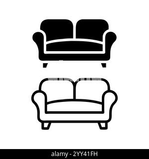 Einfache Vektor-Illustration eines klassischen Zweisitzer-Sofas, Sofa-Symbol-Vektor-Illustration. Sofa-Schild und -Symbol. Möbelikone. Stock Vektor