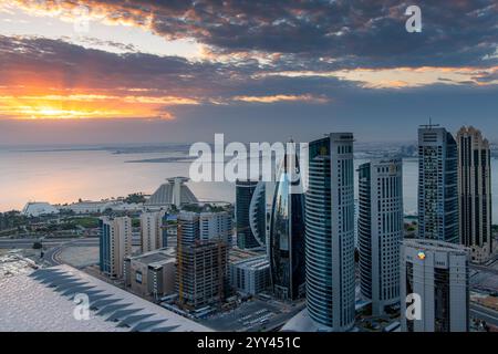 Luftaufnahme der West Bay Area Doha City. Geschäfts- und Finanzzentrum Katars Stockfoto