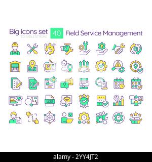 RGB-Farbsymbole für Field Service Management Stock Vektor