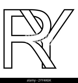 Logoschild ry yr Symbol Doppelbuchstaben Logotyp r y Stock Vektor