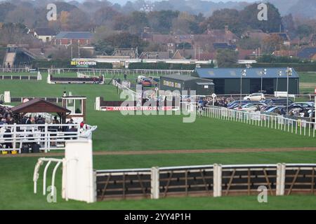 Allgemeiner Überblick über Pferderennen auf der Plumpton Racecourse in East Sussex. Stockfoto