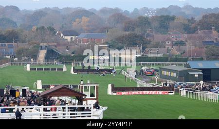 Allgemeiner Überblick über Pferderennen auf der Plumpton Racecourse in East Sussex. Stockfoto