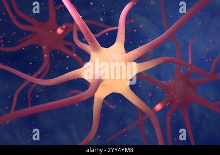 Neuronzellen - 3D-Illustration isometrische Ansicht Stockfoto