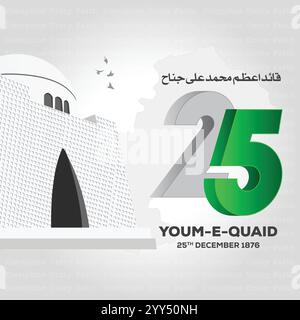 Quaid e Azam Day 25th December Celebration Creative Vector EPS Illustrations Design. Übersetzung: Muhammad Ali Jinnah, 25. Dezember 1876 Stock Vektor