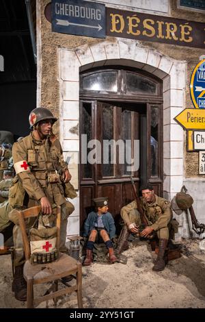 Diorama, D-Day Experience Museum, Carentan, Normandie, Frankreich Stockfoto