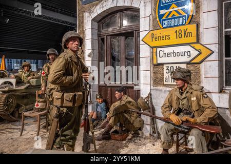 Diorama, D-Day Experience Museum, Carentan, Normandie, Frankreich Stockfoto