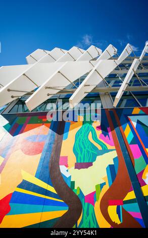 Detail des Convention Center of Art Basel Miami Beach ist eine erstklassige internationale Kunstmesse, die Miami jedes Jahr in einen globalen Kulturstandort verwandelt Stockfoto