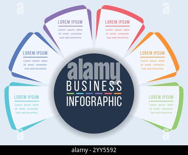 6 Optionen Infografik Design 6 Schritte, Objekte, Elemente oder Optionen Geschäftsinformationsvorlage Stock Vektor