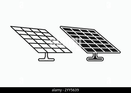 Symbol für Sonnenenergie Sonnenkollektor. Vektorillustration isoliert auf weiß. Stock Vektor