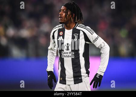 Samuel MBANGULA von Juventus während des italienischen Pokals, Coppa Italia, Achtelfinale des Fußballspiels Juventus FC gegen Cagliari Calcio am 17. Dezember 2024 im Allianz-Stadion in Turin, Italien Stockfoto